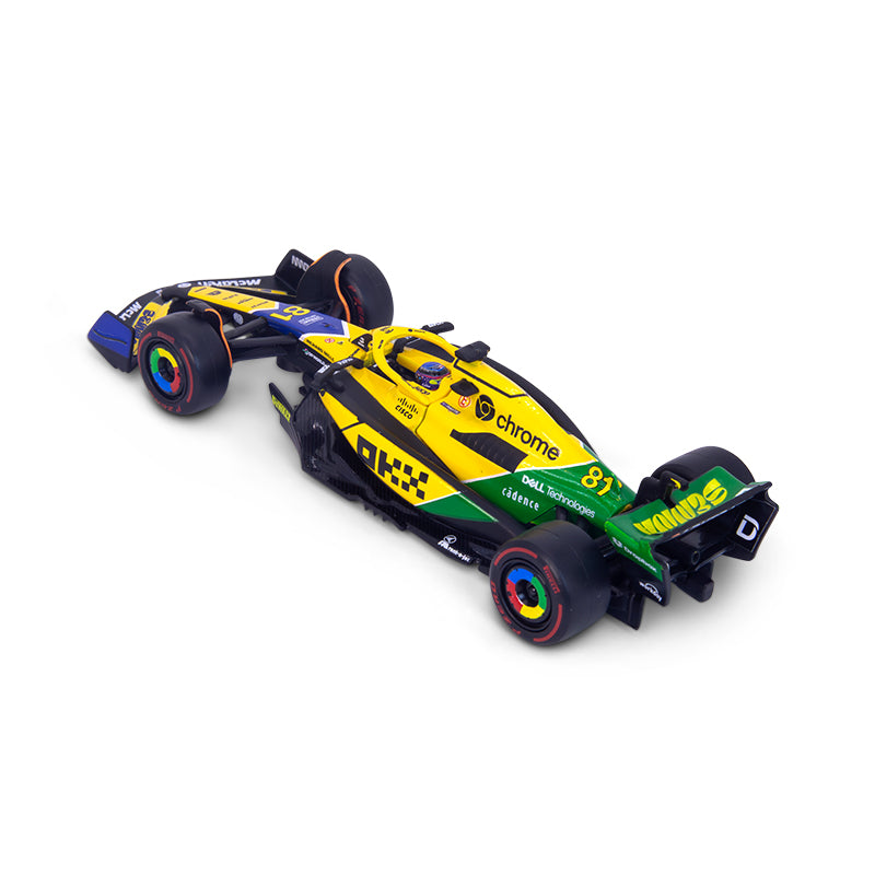 McLaren F1 Team MCL38 Senna Livery #81 F1 Monaco GP 2024 Oscar Piastri 1:43 Scale Bburago Model Car (w/helmet)