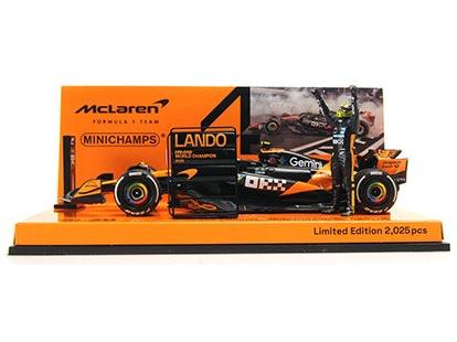 McLaren F1 Team MCL39 World Champion F1 Abu Dhabi GP 2025 Lando Norris w/Standing Figure + Pitboard 1:43 Scale Diecast Car – Minichamps-Minichamps-Diecast Model Centre