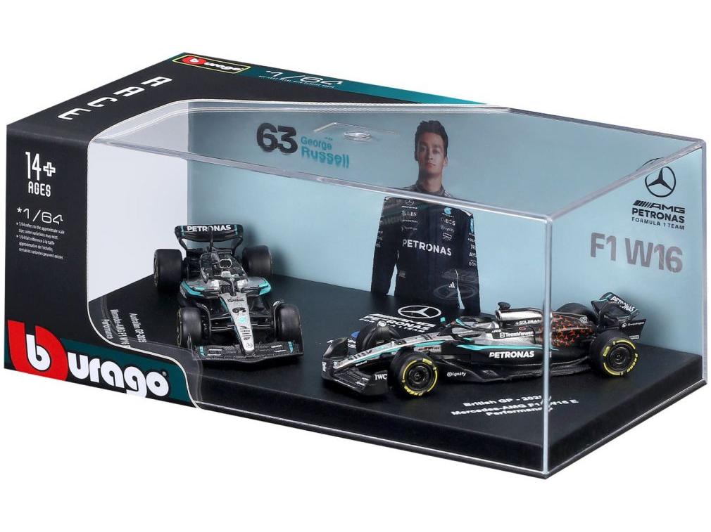 Mercedes-AMG Petronas W16 F1 Austrian + Japanese GP's 2025 #63 George Russell 2 Car Set 1:64 Scale Bburago Diecast Model Cars-Bburago-Diecast Model Centre