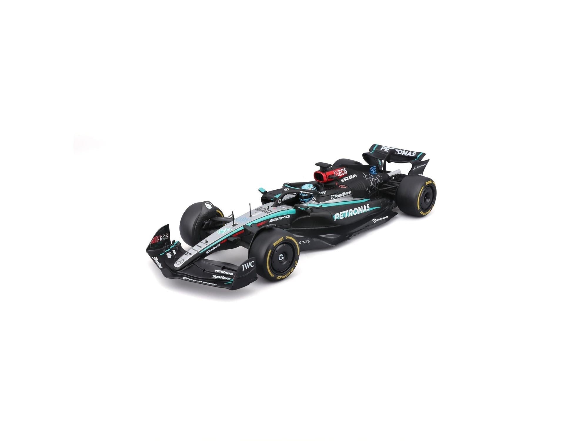 Mercedes-AMG W15 F1 2024 #44 LGeorge Russell w/Helmet 1:24 Scale Bburago Diecast Model Car-Bburago-Diecast Model Centre