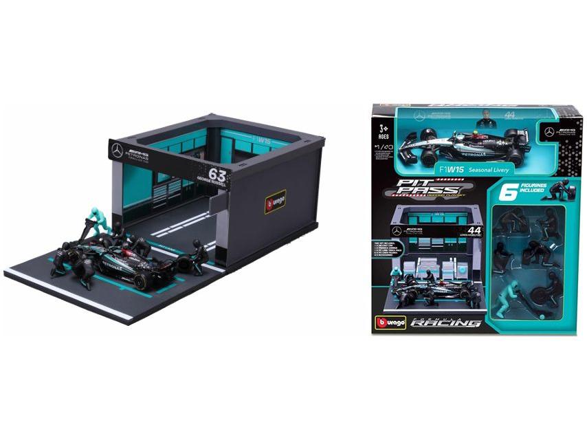 Mercedes-AMG W16 F1 2025 George Russell Pit Pass 1:43 Scale Bburago Diorama-Bburago-Diecast Model Centre