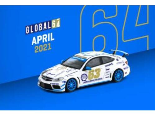 Mercedes-Benz C63 AMG Black Series 2016 White/Blue 1:64 Scale Tarmac Works Diecast Model-Tarmac Works-Diecast Model Centre