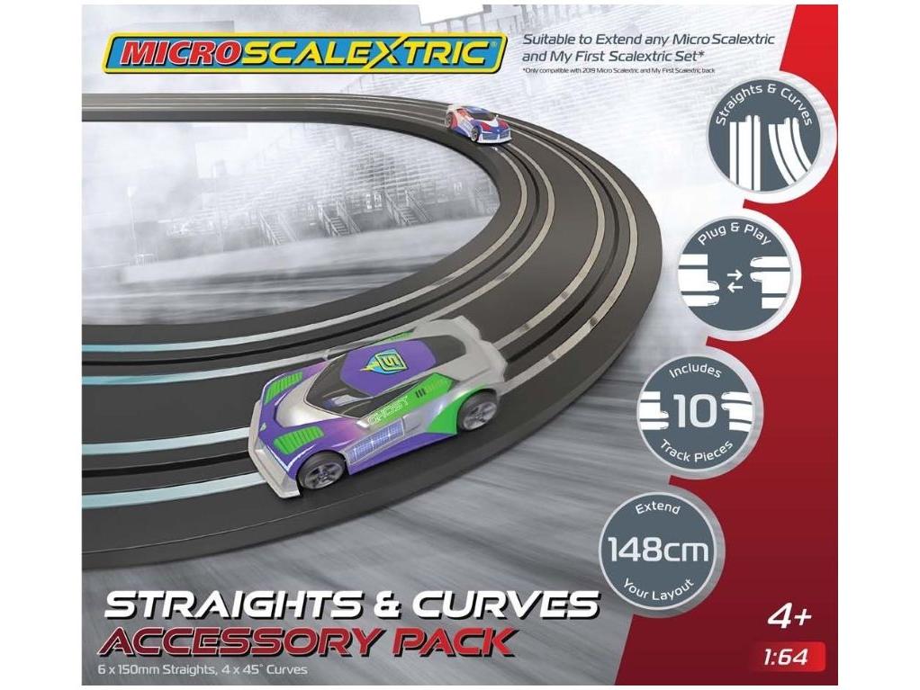 Micro Scalextric Track Extension Pack Straights and Curves 1:64 Scale-Scalextric-Diecast Model Centre
