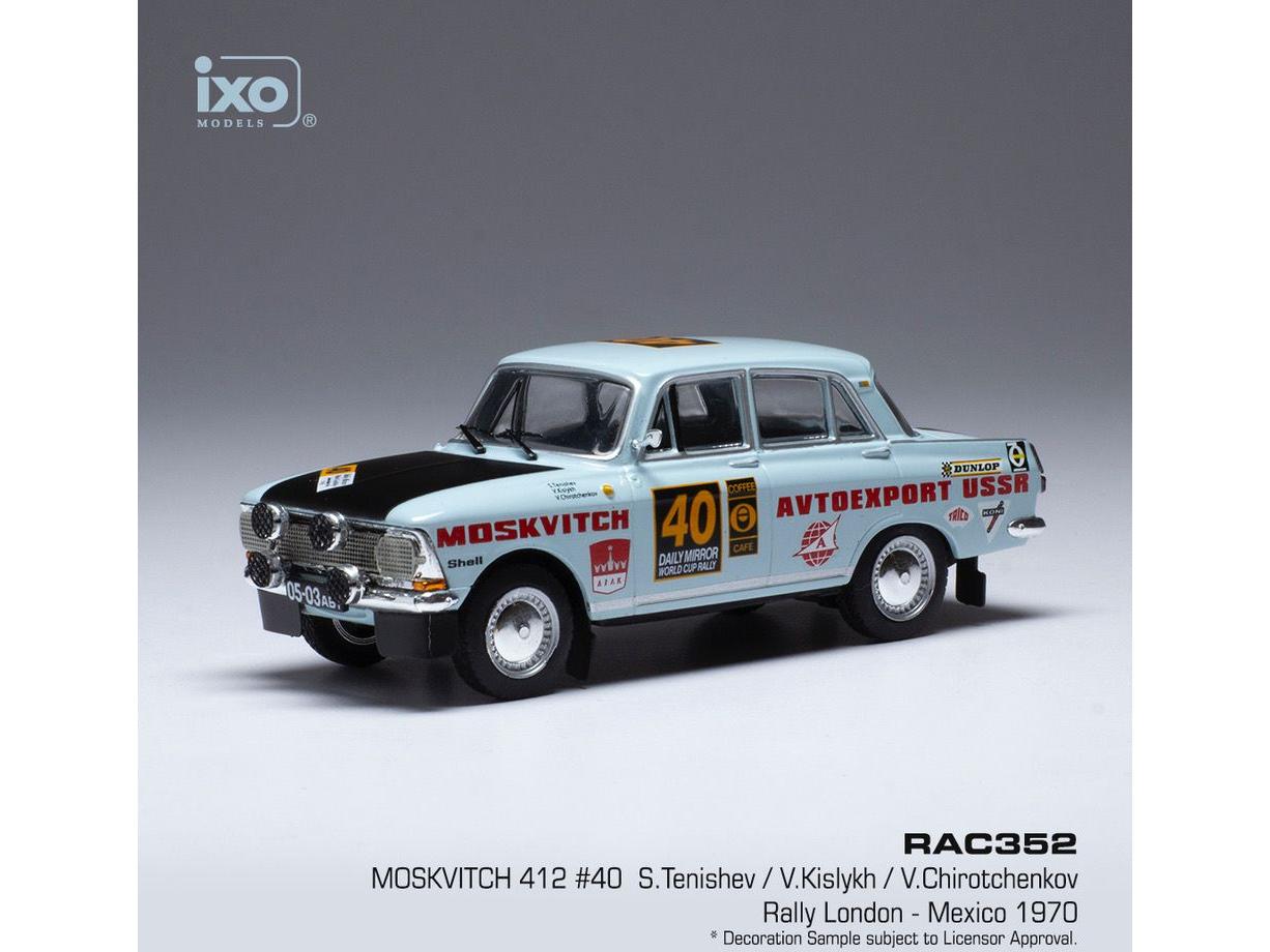 Moskwitsch 412 #40 Rally London/Mexico 1970 S.Tenishev/V.Kislykh 1:43 Scale IXO Diecast Model Car-IXO-Diecast Model Centre