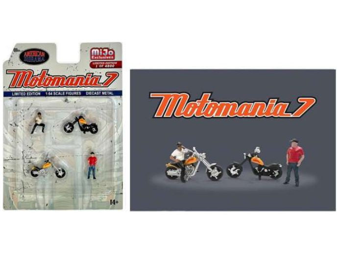 Motomania Set 7 - 1:64 Scale Model Figures & Bikes-American Diorama-Diecast Model Centre