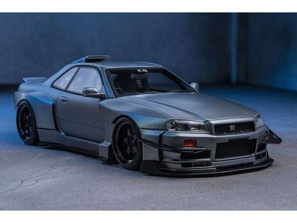 Nissan Skyline GT-R R34 Khyzyl Saleem Design Matte Grey 1:18 Scale Resin Car – Kyosho Samurai Collection-Kyosho-Diecast Model Centre