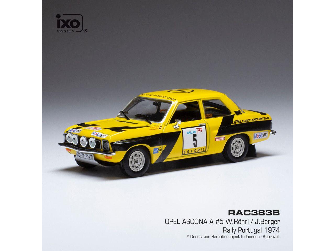 Opel Ascona A 5 Opel Euro Handlerteam Rally Portugal 1974 W.Rohrl/J.Berger 1:43 Scale IXO Diecast Model Car-IXO-Diecast Model Centre