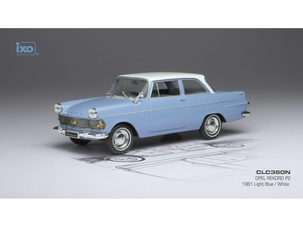 Opel Rekord P2 Blue/White 1961 1:43 Scale IXO Diecast Model Car-IXO-Diecast Model Centre