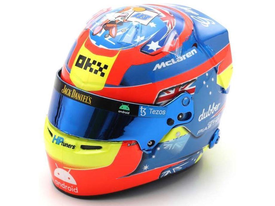 blue gear harz Oscar Piastri F1 Australian GP 2023 Helm 1:5 Spark Harz-Replik