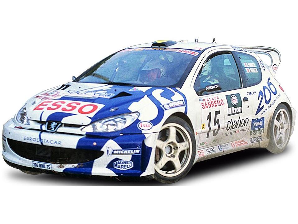 Peugeot 206 WRC Rally Sanremo 1999 2nd #15 G.Panizzi/H.Panizzi (Limited 999pcs) 1:18 Scale Diecast Model Car – Sun Star-Sun Star-Diecast Model Centre