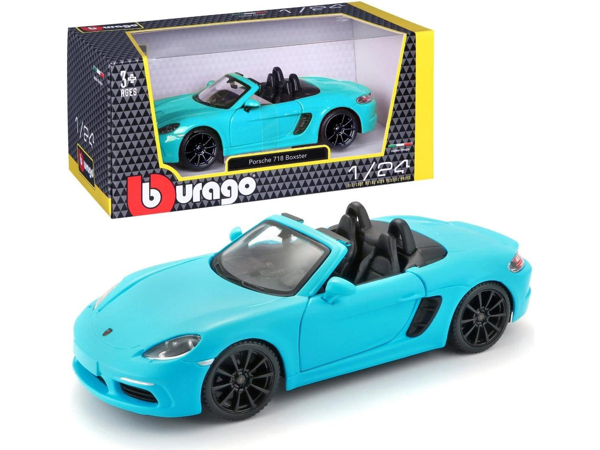 Porsche 718 Boxster Cabriolet Light Blue 1:24 Scale Diecast Car – Bburago-Bburago-Diecast Model Centre