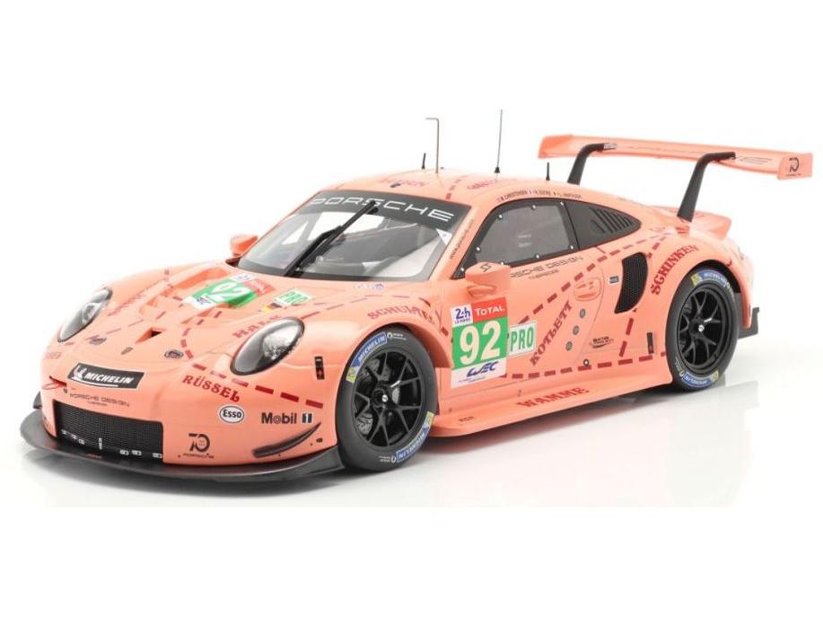 Porsche 911 (991) RSR #92 Winner 24H Le Mans LMGTEKlasse 2018 Pink Pig 1:18 Scale IXO Diecast Model Car-IXO-Diecast Model Centre