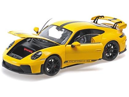 Porsche 911 (992.2) GT3 2025 Yellow w/Black Wheels and Stripes 1:18 Scale Diecast Car – Minichamps-Minichamps-Diecast Model Centre