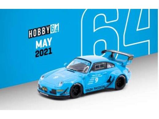 Porsche RWB 993 #9 Rauh Passion Blue 1:64 Scale Tarmac Works Diecast Model-Tarmac Works-Diecast Model Centre
