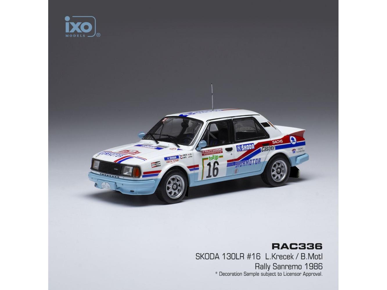 Skoda 130 LR #16 Rallye Sanremo 1986 L.Krecek/B.Motl 1:43 Scale IXO Diecast Model Car-IXO-Diecast Model Centre