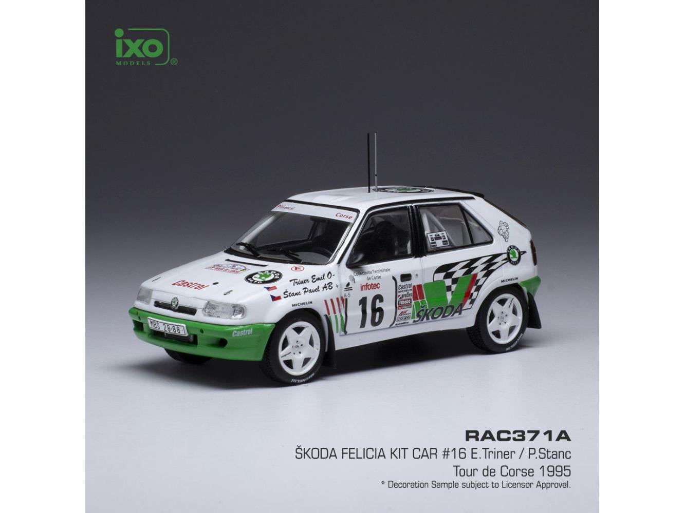 Skoda Felicia Kit Car #16 Rallye Tour de Corse 1995 E.Triner/P.Stanc 1:43 Scale IXO Diecast Model Car-IXO-Diecast Model Centre