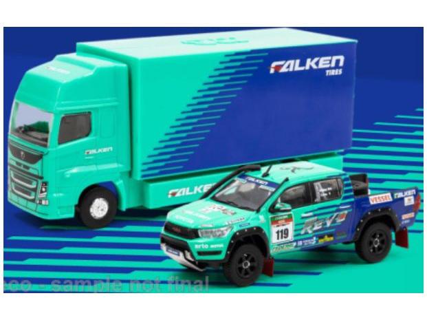 Toyota Hilux Falken AXCR 2017 w/Truck Packaging 1:64 Scale Tarmac Works Diecast Model-Tarmac Works-Diecast Model Centre