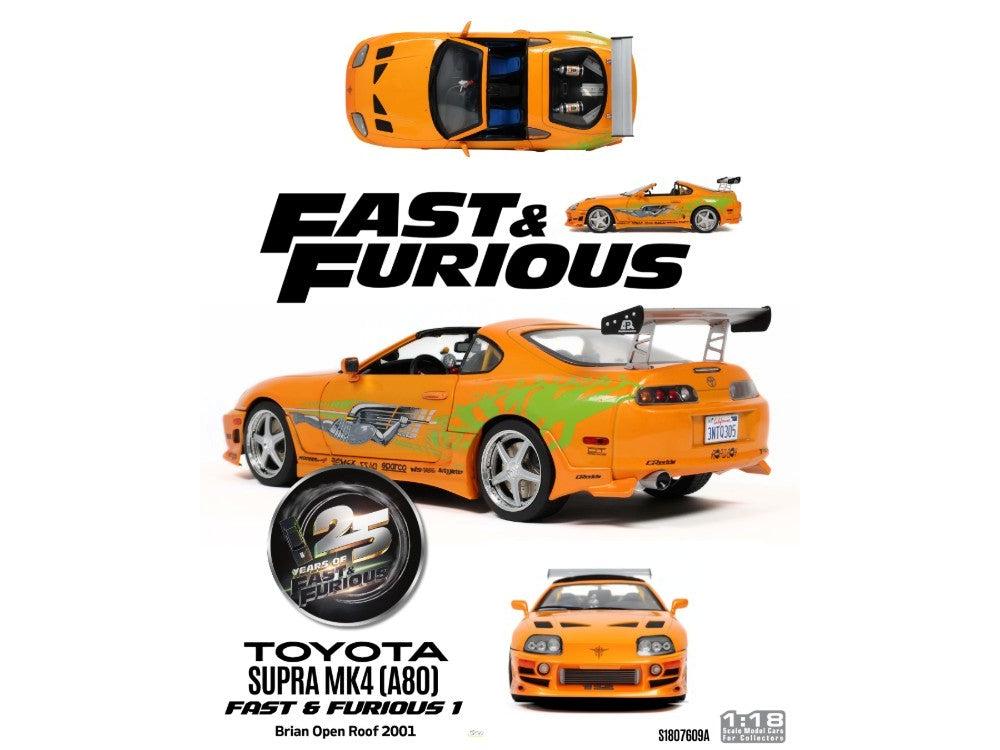 Toyota Supra Mk4 (A80) Fast and Furious 1 Brian Open Roof 2001 1:18 Scale Solido Diecast Model Cars-Solido-Diecast Model Centre