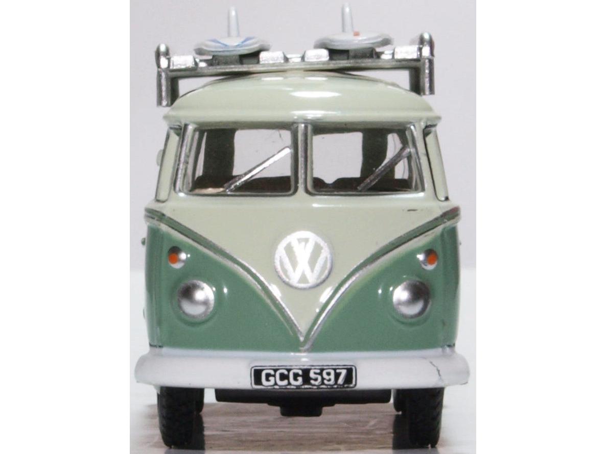 VW T1 Samba Bus w/Surfboards Turquoise/Blue White 1:76 Scale Diecast – Oxford Diecast-Oxford Diecast-Diecast Model Centre