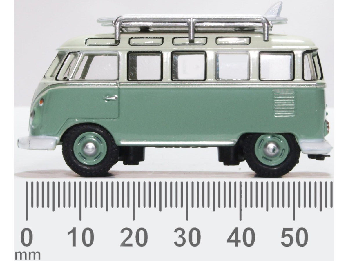 VW T1 Samba Bus w/Surfboards Turquoise/Blue White 1:76 Scale Diecast – Oxford Diecast-Oxford Diecast-Diecast Model Centre