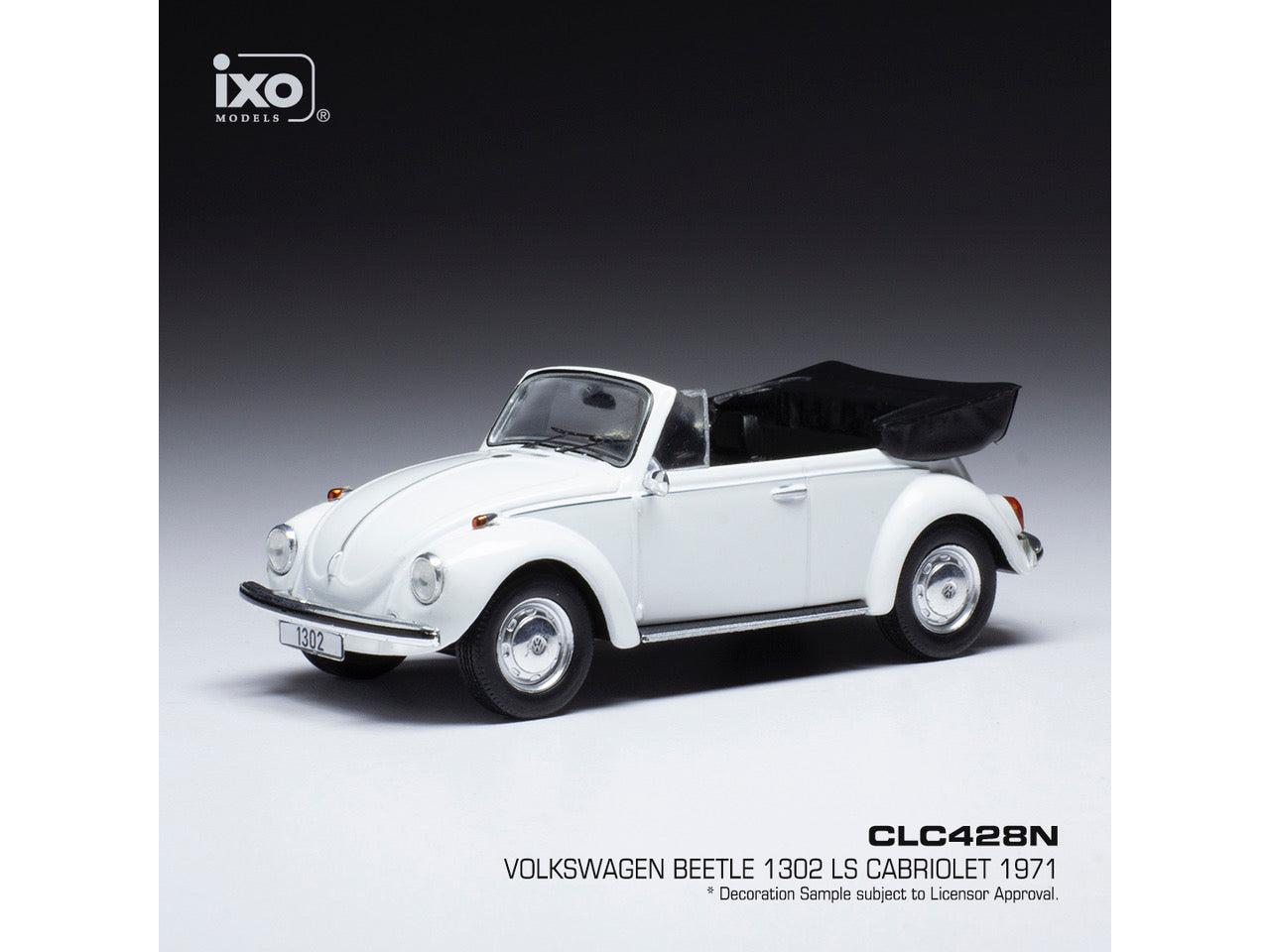 Volkswagen Beetle 1302 LS Cabriolet White 1971 1:43 Scale IXO Diecast Model Car-IXO-Diecast Model Centre