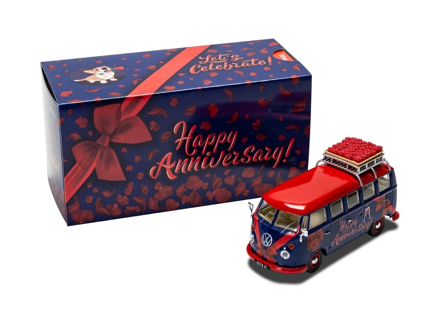 Volkswagen Campervan 'Happy Anniversary' 1:43 Scale Corgi Diecast Model-Corgi-Diecast Model Centre