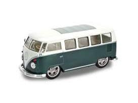 Volkswagen T1 Bus 1962 Lowrider Green/White 1:24 Scale Welly Diecast Model-Welly-Diecast Model Centre