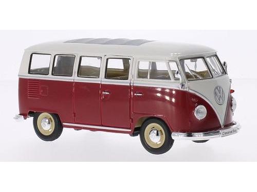 Volkswagen T1 Bus 1962 Red/White 1:24 Scale Welly Diecast Model-Welly-Diecast Model Centre