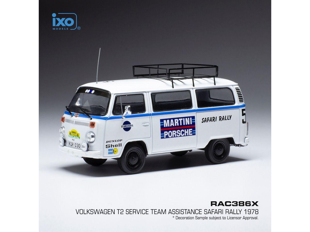 Volkswagen T2 Bus Team Porsche Martini Safari 1978 Rally Assistance 1:43 Scale IXO Diecast Model Van-IXO-Diecast Model Centre