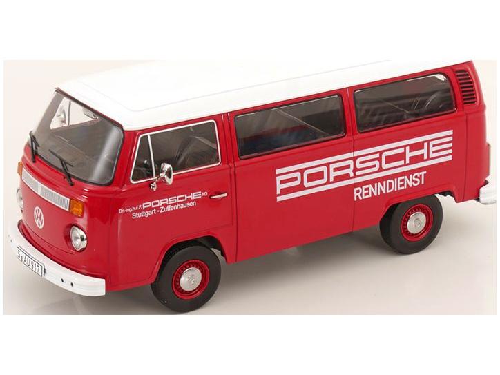Volkswagen T2b Bus 1972 Red/White Porsche Renndienst 1:18 Scale KK Scale Diecast Model Car-KK Scale-Diecast Model Centre