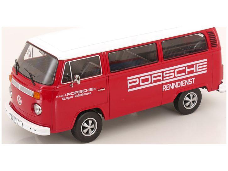 Volkswagen T2b Bus 1972 Red/White Porsche Renndienst w/Fuchs Rims 1:18 Scale KK Scale Diecast Model Car-KK Scale-Diecast Model Centre