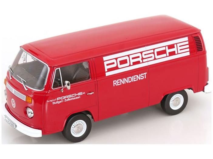 Volkswagen T2b Delivery Van 1972 Porsche Renndienst Red 1:18 Scale KK Scale Diecast Model Car-KK Scale-Diecast Model Centre