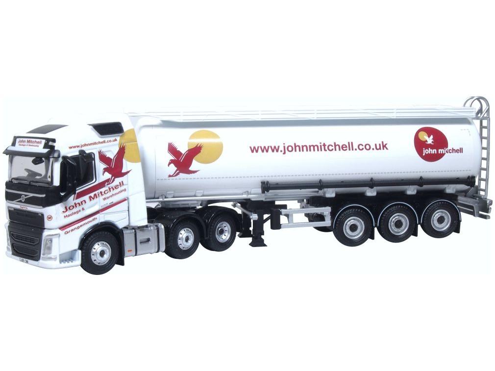 Volvo FH4 Cylindrical Tanker John Mitchell 1:76 Scale Diecast Model Truck – Oxford Diecast-Oxford Diecast-Diecast Model Centre