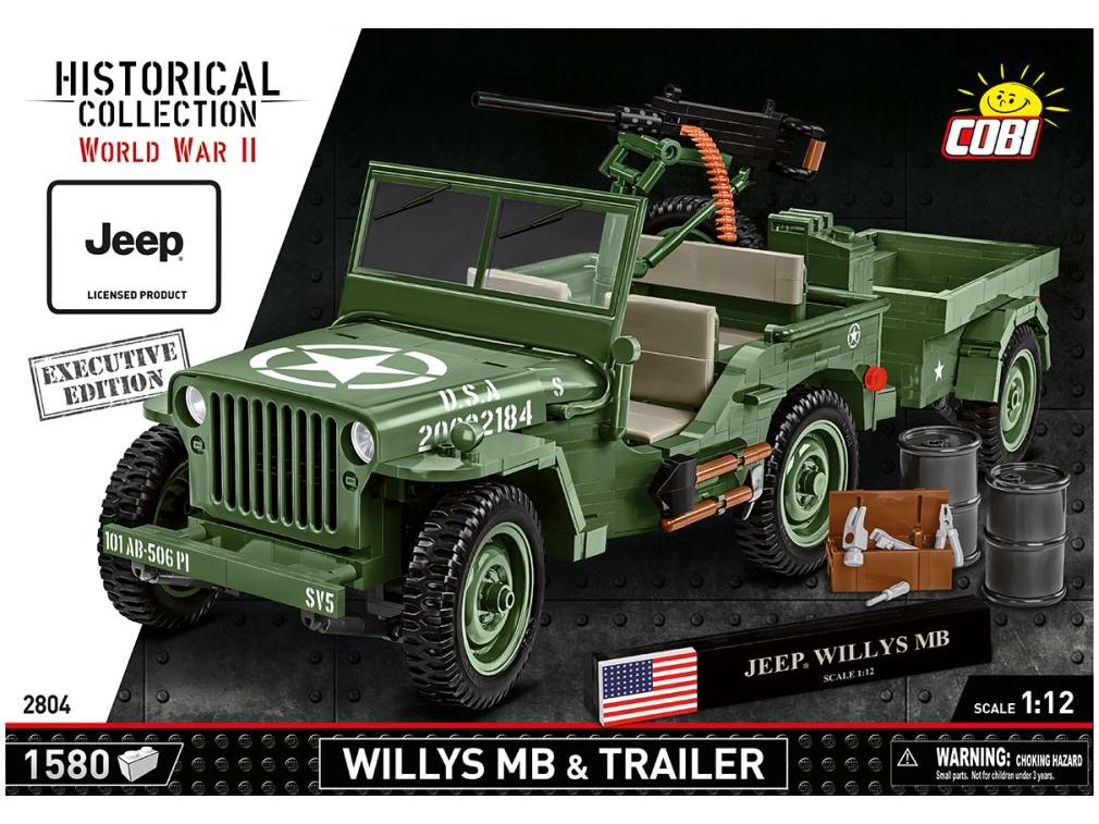Willys MB + Trailer WWII Exclusive Edition (1510 pcs) Cobi Brick Build Kit-Cobi-Diecast Model Centre