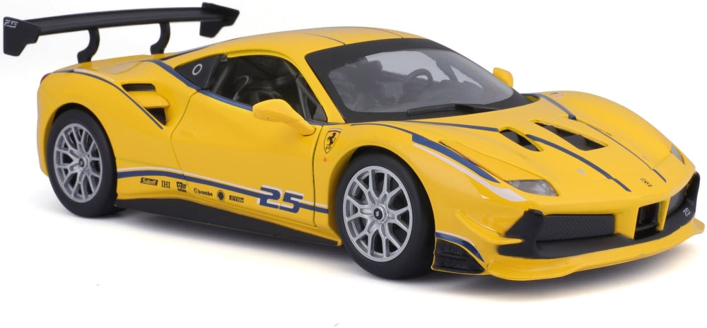 Ferrari 488 Challenge #25 Yellow 1:24 Scale Diecast Car – Bburago