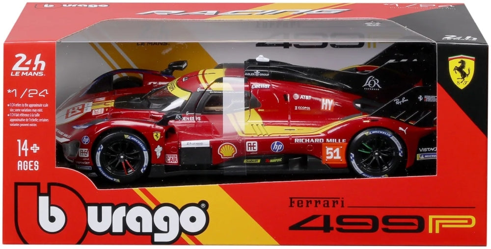 Ferrari Racing 499P AF Corse #51 Le Mans Hypercar 2025 1:24 Scale Diecast Car – Bburago