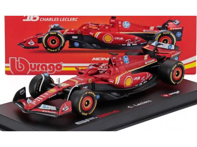 Ferrari SF-24 #16 Winner F1 Monaco GP 2024 Charles Leclerc 1:43 Scale Bburago Diecast Model Car (w/Driver)