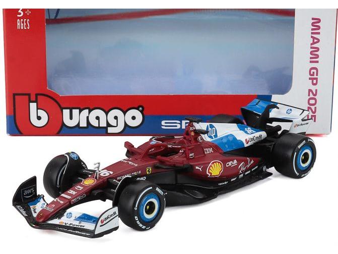 Ferrari F1 SF-25 Team Scuderia Ferrari #16 Miami GP 2025 Charles Leclerc 1:43 Scale Bburago Diecast Model Car