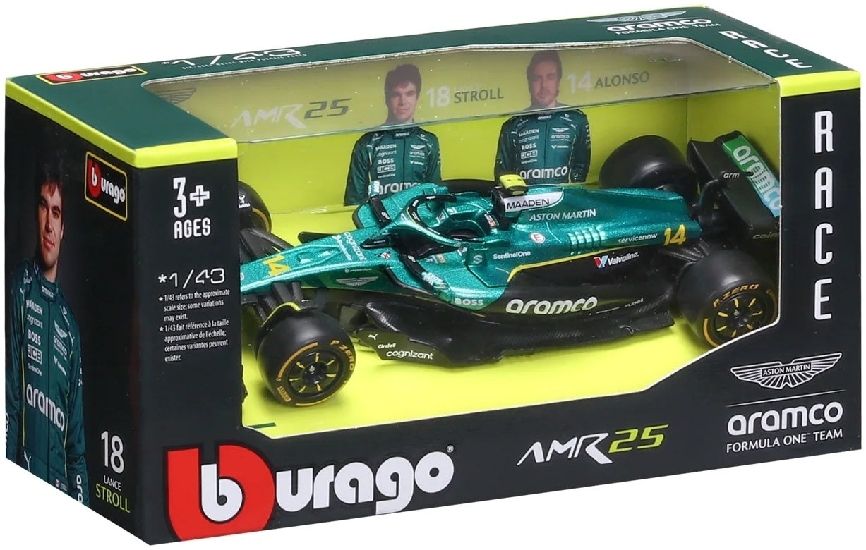 Aston Martin AMR 25 #14 F1 2025 Fernando Alonso 1:43 Scale Diecast Model Car – Bburago