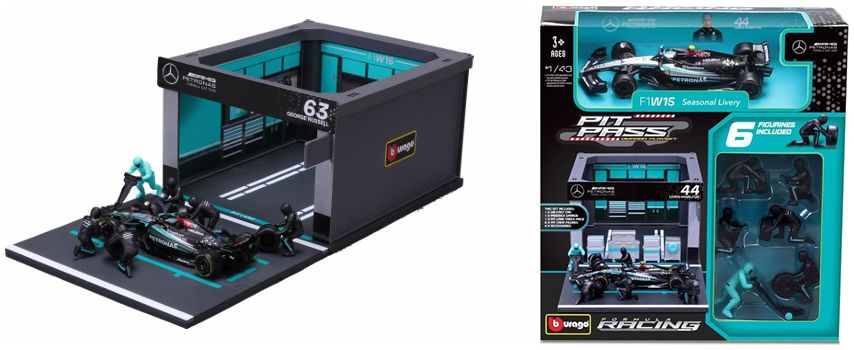 Mercedes-AMG W16 #12 F1 2025 Kimi Antonelli Pit Pass 1:43 Scale Diorama – Bburago