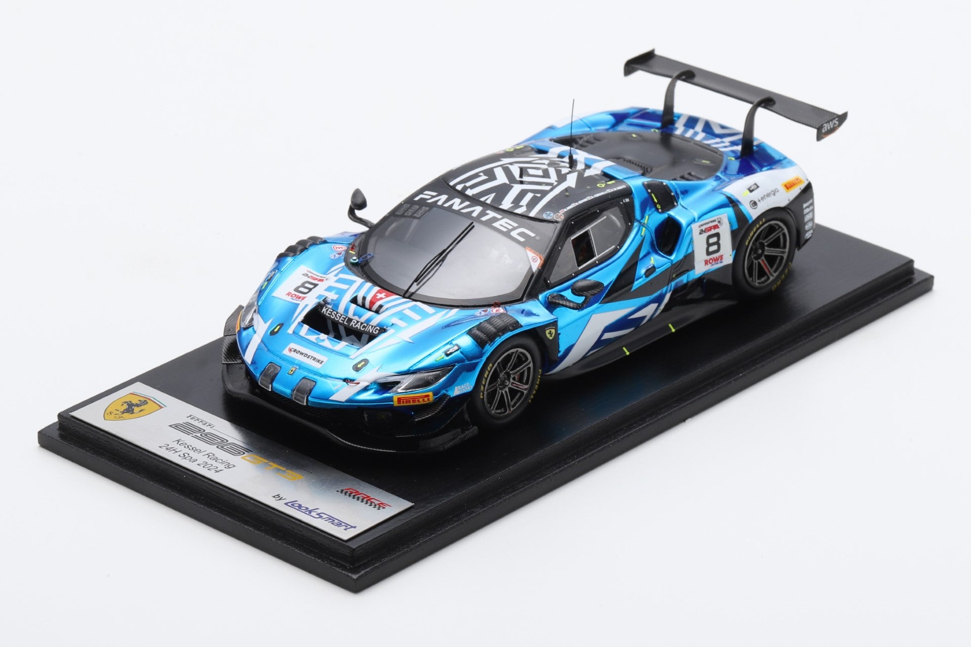Ferrari 296 GT3 #8 Kessel Racing 24H Spa 2024 Rosi/Schiro/Fumanelli/Di Amato 1:43 Scale Looksmart Resin Model Car