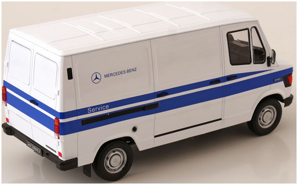 Mercedes-Benz 208 D Mercedes-Benz Service 1988 White/Blue 1:18 Scale Diecast Model Van – KK Scale