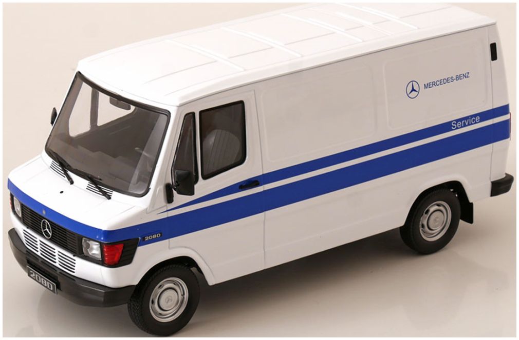 Mercedes-Benz 208 D Mercedes-Benz Service 1988 White/Blue 1:18 Scale Diecast Model Van – KK Scale