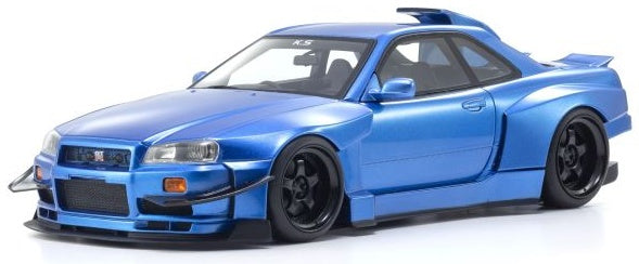 Nissan Skyline GT-R R34 Khyzyl Saleem Design Blue 1:18 Scale Resin Car – Kyosho Samurai Collection