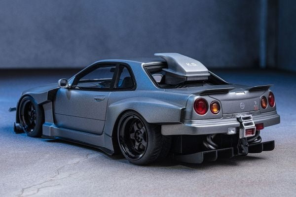 Nissan Skyline GT-R R34 Khyzyl Saleem Design Matte Grey 1:18 Scale Resin Car – Kyosho Samurai Collection