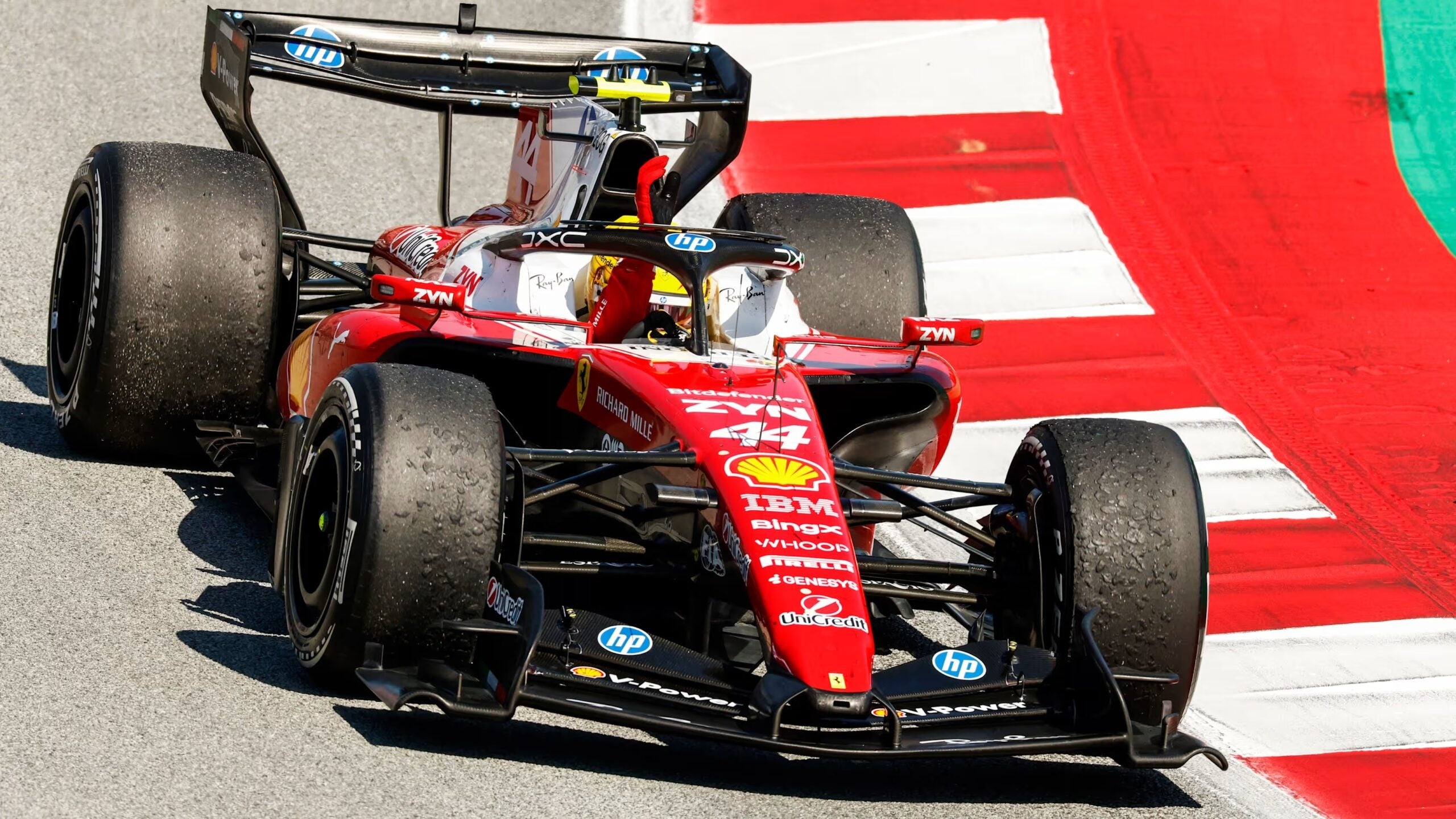Ferrari SF-26 F1 Catalunya GP 2026 Winner #44 Lewis Hamilton w/Raised Hand 1:43 Scale Resin Car – Looksmart