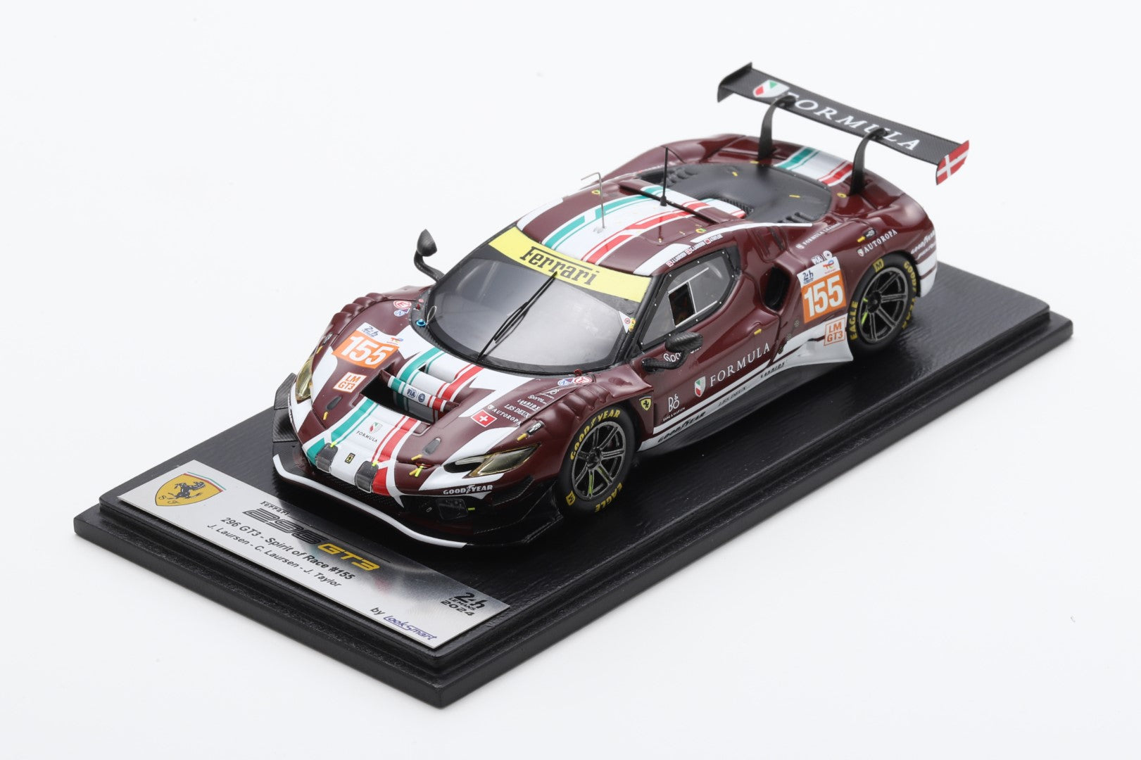 Ferrari 296 GT3 #155 Spirit of Race Le Mans 24H 2024 Laursen/Laursen/Taylor 1:43 Scale Looksmart Resin Model Car