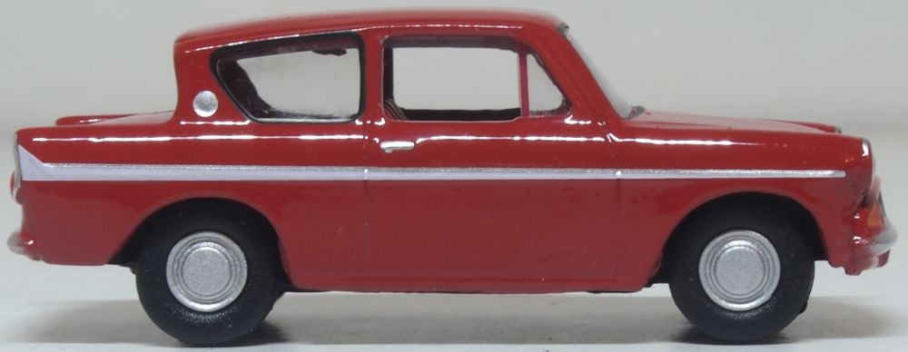 Ford Anglia Monaco Red 1:76 Scale Diecast Car – Oxford Diecast