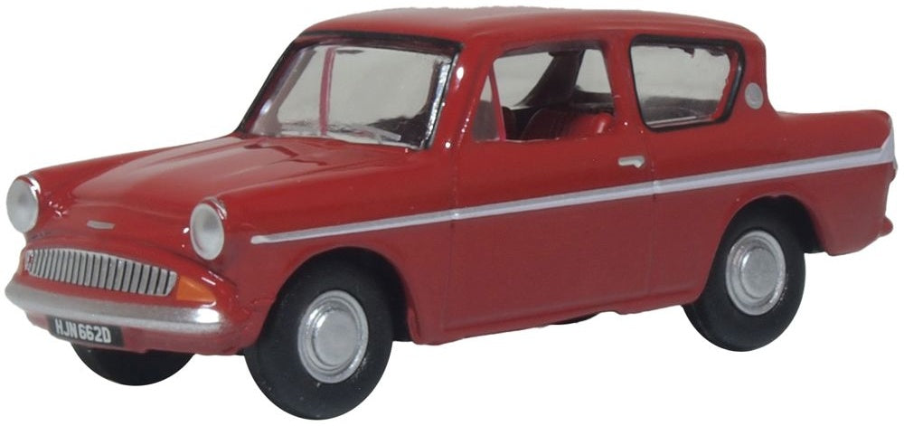 Ford Anglia Monaco Red 1:76 Scale Diecast Car – Oxford Diecast