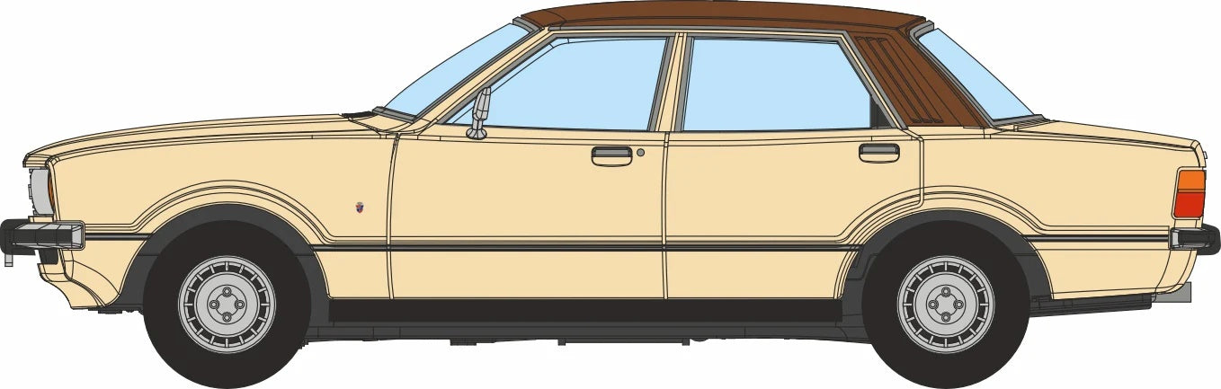 Ford Cortina Mk4 Sierra Beige 1:76 Scale Diecast Car – Oxford Diecast